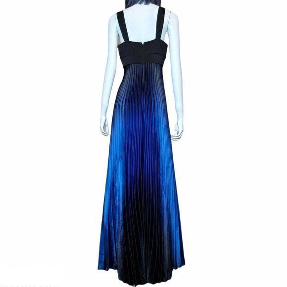 Betsy adam by linda bernell pleated ombre maxi dress blue black crossover bust - Picture 4 of 4